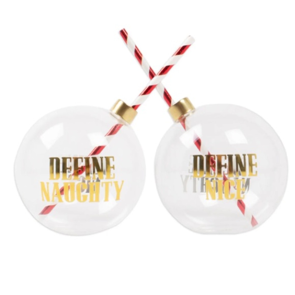 8 Oak Lane “Define Naughty & Nice” Ornament Drinking Glasses- Set of 2